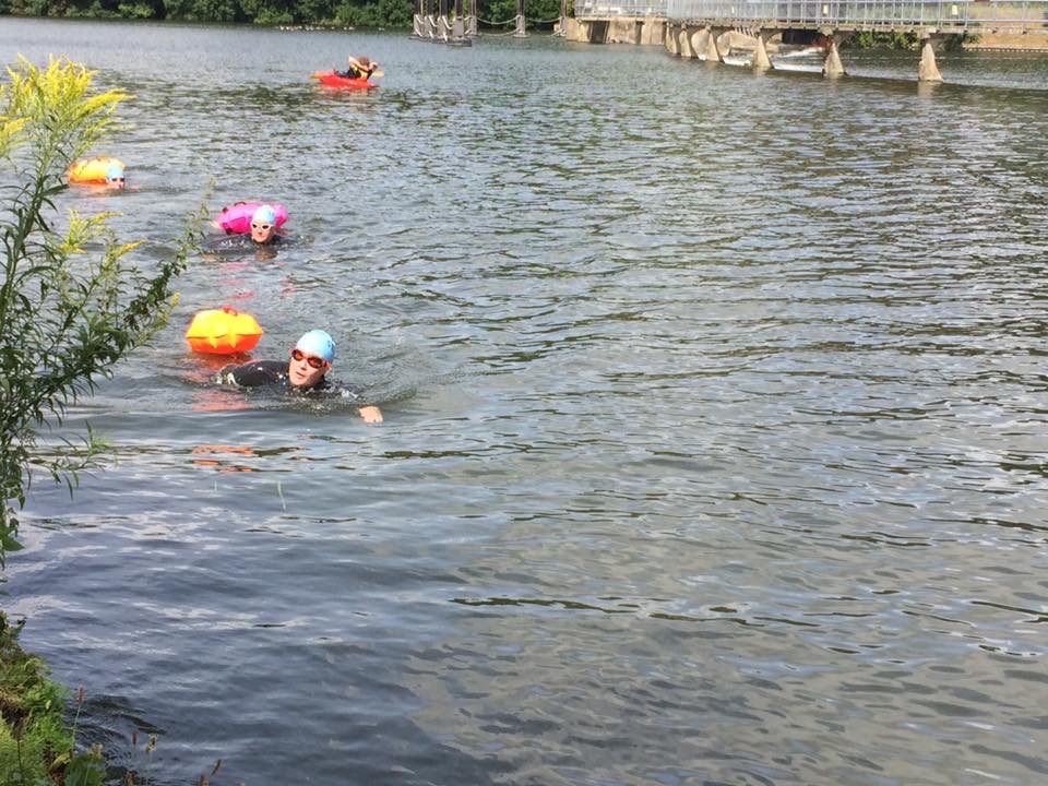 Georgina and Kate swimming Thames Marathon